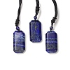 Natural Lapis Lazuli Rectangle Pendant Necklace with Nylon Cord for Women NJEW-C001-01B-01-1