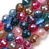 Electroplated Natural Agate Beads Strands G-B191-A07-6mm-11-2