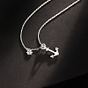 Vintage 925 Sterling Silver Blue Cubic Zirconia Ship Anchor Rudder Pendant Necklaces AJ6601-5