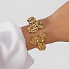 304 Stainless Steel Multi Flower Cuff Bangles for Women BJEW-A154-02A-G-1