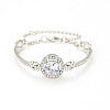 Flat Round Zinc Alloy with Crystal Rhinestone Bangles for Women FS-WG299D2-02-1