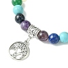 Chakra 8mm Round Gemstone Braided Beaded Bracelets BJEW-JB10905-03-3