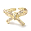 Bowknot Brass Micro Pave Clear Cubic Zirconia Open Cuff Rings for Women LS-RJEW-C098-26G-2