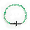 Men's Gemstone Beaded Cross Bracelet MS7461-4-1