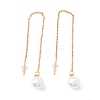 Long Chain with Plastic Pearl Dangle Stud Earrings EJEW-A067-11G-1