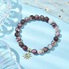 8mm Round Natural Plum Blossom Tourmaline Beaded Stretch Bracelets BJEW-JB10469-03-2