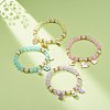 Acrylic Imitation Pearl Stretch Bracelet with Alloy Enamel Charms for Women BJEW-JB08447-2