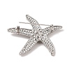 Starfish Alloy Rhinestone Sea Animal Brooches JEWB-S023-01B-2