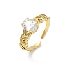 Brass Micro Pave Cubic Zirconia Cuff Open Rings RJEW-C163-25A-G-4