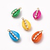 5Pcs 5 Colors Spray Painted Cowrie Shell Pendants PALLOY-JF00525-S-1