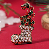 Christmas Theme Zinc Alloy Rhinestone Brooches for Backpack Clothes LK8386-13-1