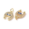 Rack Plating Brass Micro Pave Clear Cubic Zirconia Charms ZIRC-C042-05G-3