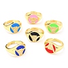 Adjustable Real 18K Gold Plated Brass Enamel Finger Ringss RJEW-L071-25G-1