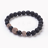 Natural Lava Rock Beads Stretch Bracelets BJEW-JB03901-2