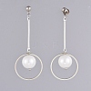 Glass Pearl Dangle Stud Earrings EJEW-JE03964-3