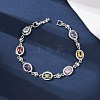 Oval Brass Micro Pave Cubic Zirconia Link Chain Bracelets for Women BJEW-D387-04P-06-2