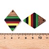 Jamaican Colour Epoxy Resin & Walnut Wood Pendants RESI-N039-122N-3