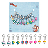 10Pcs 5 Style Ocean Fish Handmade Polymer Clay Pendant Stitch Markers HJEW-NB00033-1