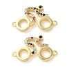 Rack Plating Brass Colorful Cubic Zirconia Bicycle Connector Charms KK-C084-17G-1