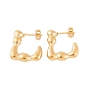 Ion Plating(IP) 304 Stainless Steel Half Hoop Stud Earrings for Women EJEW-P279-02G-1