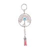 Tree of Life Alloy Natural Rose Quartz & Synthetic Moonstone Keychain KEYC-JKC00987-01-1