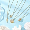 4Pcs 4 Styles Ocean Theme Brass Micro Pave Clear Cubic Zirconia Fish Turtle Shell Shape Pendant 304 Stainless Steel Cable Chain Necklaces for Women NJEW-JN05408-1