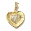 Heart Rack Plating Brass Micro Pave Clear Cubic Zirconia Pendant KK-U019-18G-02-1