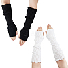 2 Pairs 2 Colors Polyester Long Fingerless Gloves AJEW-HS0001-22-1