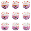 9Pcs Handmade Printed Porcelain Beads PORC-TADJ0001-01E-1