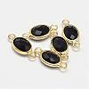 Oval Faceted Golden Brass Glass Links connectors GLAA-O014-20G-1