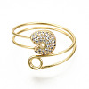 Brass Micro Pave Clear Cubic Zirconia Cuff Rings RJEW-S045-018G-NR-3