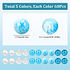 300Pcs 5 Colors Transparent Glass Beads GLAA-SC0002-42C-2