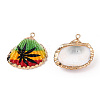 Electroplated Printed Natural Scallop Shell Pendants SSHEL-R047-04-A02-01-2
