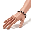 Round Natural Lava Rock & Heart Alloy Beads Stretch Bracelet BJEW-JB07458-3