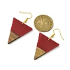 Resin & Walnut Wood Triangle Dangle Earrings EJEW-JE05505-04-2