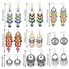9Pairs 9 Style Horse Eye & Ring & Coin Chandelier Earrings EJEW-SW00010-2