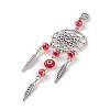 Woven Net/Web with Feather Tibetan Style Alloy Pendant Decorations HJEW-TAC0007-04-1