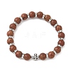 3Pcs 3 Colors Natural Wood Round Beadeed Stretch Bracelets Sets for Men Women BJEW-JB12355-4