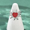 Heart Sun 304 Stainless Steel Enamel Finger Rings for Women RJEW-G355-08P-02-3