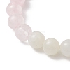8.5MM Round Natural Rhodochrosite & Rose Quartz & White Moonstone & Pink Opal Stretch Beaded Bracelets BJEW-JB12986-02-3