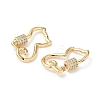 Brass Micro Pave Clear Cubic Zirconia Screw Carabiner Lock Charms KK-Z118-06G-06-2
