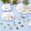 50Pcs 10 Colors Rose Flower Transparent Glass Pendants PALLOY-HS00017-5