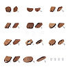 Fashewelry 22Pairs 11 Style Walnut Wood Stud Earring Findings MAK-FW0001-01-1