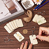 50Pcs Unfinished Natural Poplar Wood Pendants with 50Pcs Iron Split Key Rings with 50Pcs 304 Stainless Steel Jump Rings with 2 Bundle 2-Ply Jute Cord DIY-SP0001-67A-3