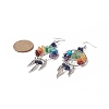 Natural & Synthetic Mixed Gemstone Chips Tree of Life with Alloy Feather Chandelier Earrings EJEW-JE05213-4