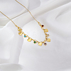 Light Luxury Stainless Steel Pave Colorful Cubic Zirconia Heart Tassel Bib Necklaces for Women Daily Wear GN8905-2-5
