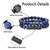 2Pcs 2 Style Natural Lapis Lazuli Stretch Bracelets Set BJEW-SW00098-2