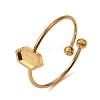 Hexagon 304 Stainless Steel Open Cuff Bangle Makings with Bezel Tray SA-CBABF3F-03G-04-2