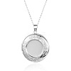304 Stainless Steel Flat Round Openable Photo Locket Pendant Cable Chain Necklaces for Women WGFF668-06-1