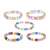 5Pcs 5 Style Pumpkin & Round & Polygon & Heart & Star Acrylic Beaded Stretch Bracelets Set BJEW-JB08927-1